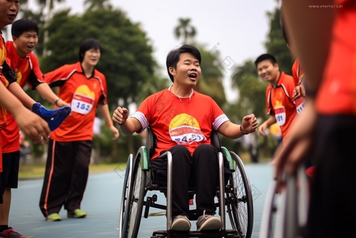 残疾人学校运动会跑道竞争