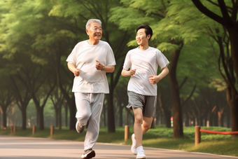 中年人慢跑养生健康放松