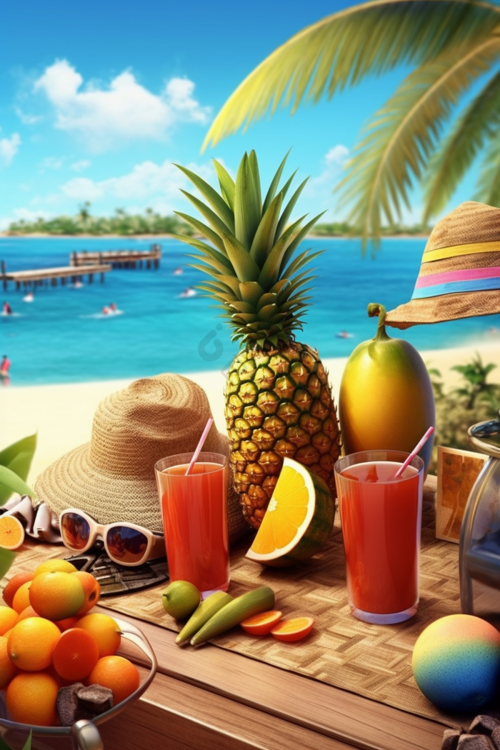 热带海滩日光浴度假夏天太阳镜大