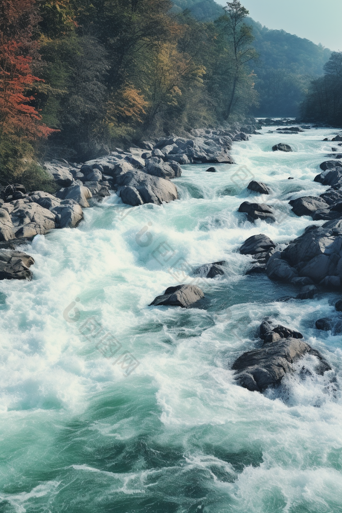 川流不息河水场景