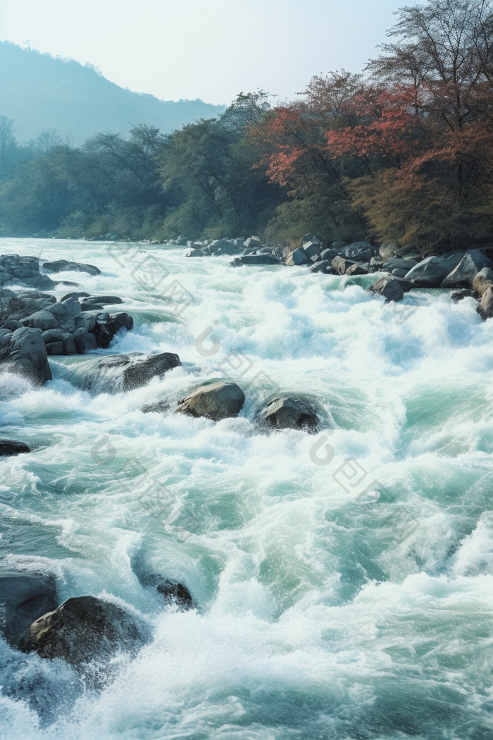 川流不息流淌石块