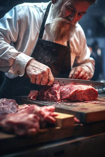 菜市场剁肉菜刀商业摄影
