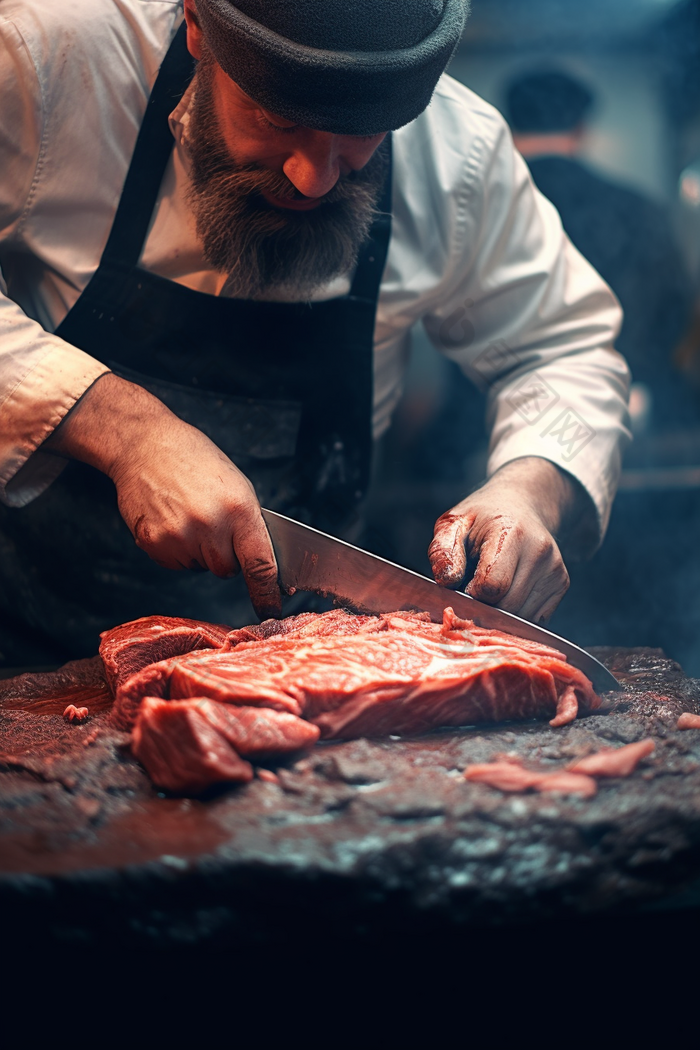 菜市场剁肉猪肉牛肉