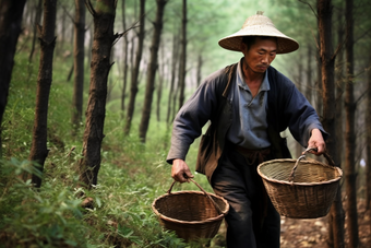 上山采药农民工作