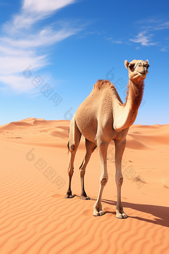 沙漠驼铃欢快干旱