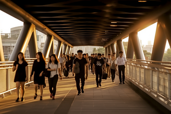 街道上人来人往上班远景