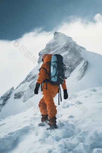 雪山徒步攀爬旅行个人