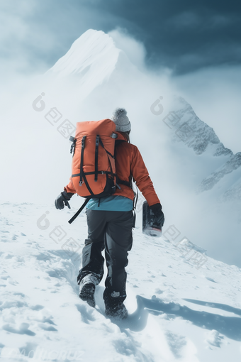 雪山徒步攀爬旅行结队