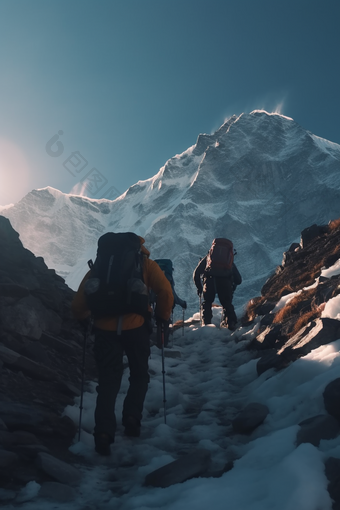 探险徒步登山旅行结队