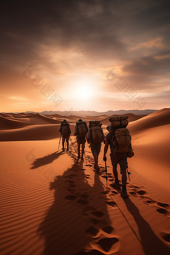 沙漠徒步探险一个人,