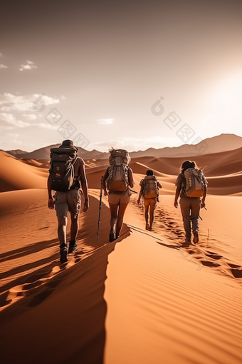 沙漠徒步探险一个沙漠,