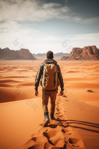 沙漠徒步探险一个热,