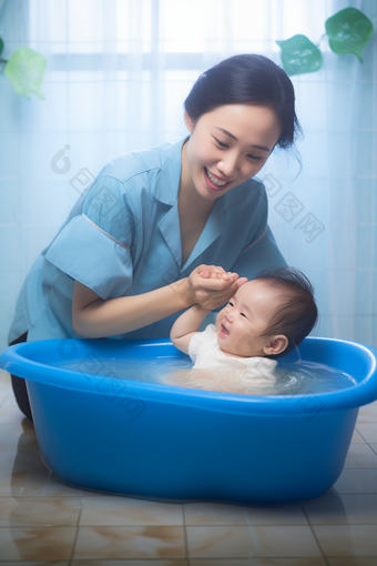 清洁洗护给婴儿洗澡服务认真