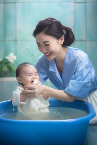 清洁洗护给婴儿洗澡服务方便
