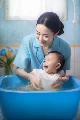 清洁洗护给婴儿洗澡上门干净
