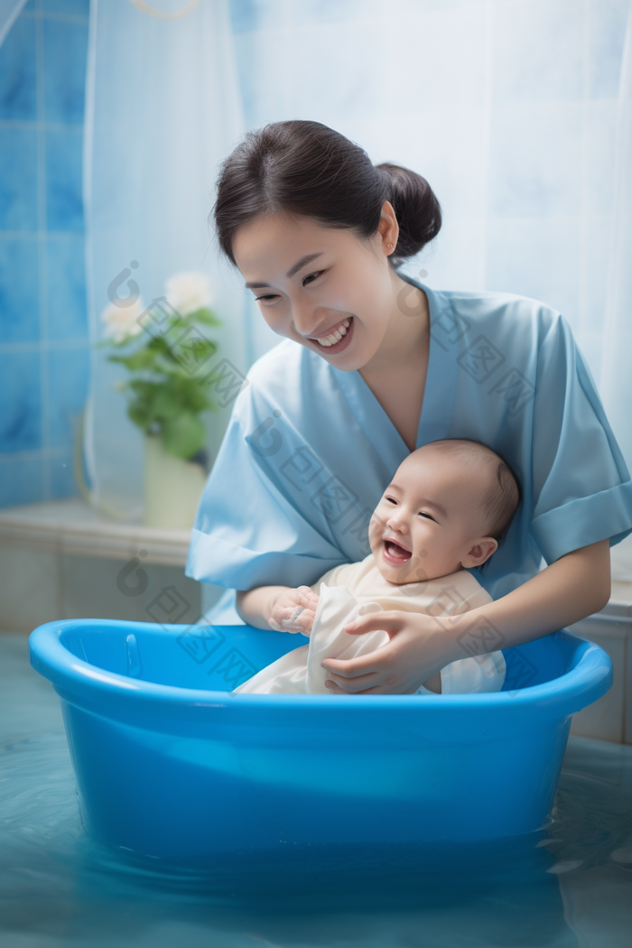 清洁洗护给婴儿洗澡服务商业摄影