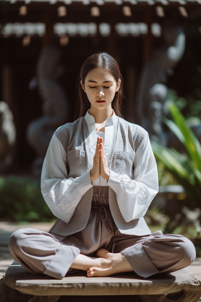 女性气功沉思女子修身图片-包图网