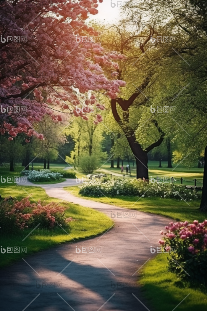 绿地公园晴朗小路图片-包图网