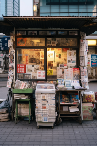 街边报刊亭阅览书籍