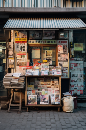 街边报刊亭书籍展示