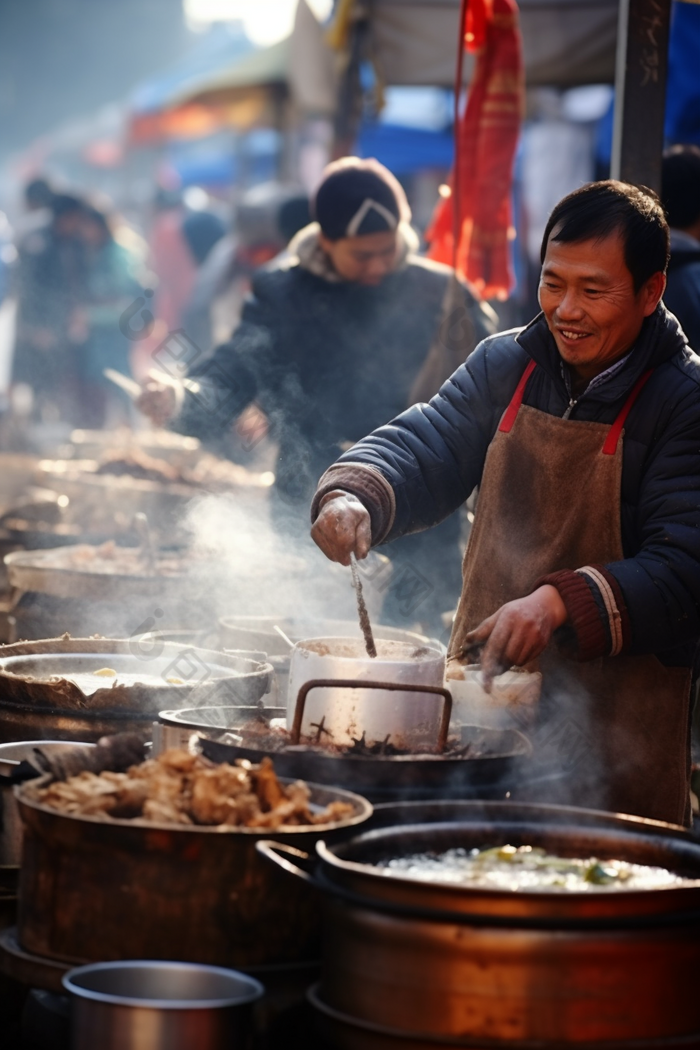 烟火气早餐铺炒粉吃饭