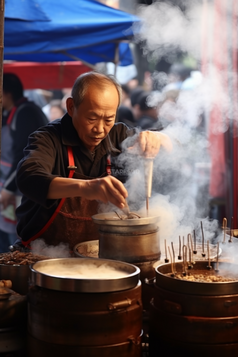 烟火气早餐铺摄影图2