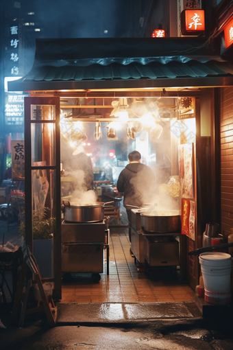 清晨繁忙<strong>早餐店</strong>包子蒸笼 