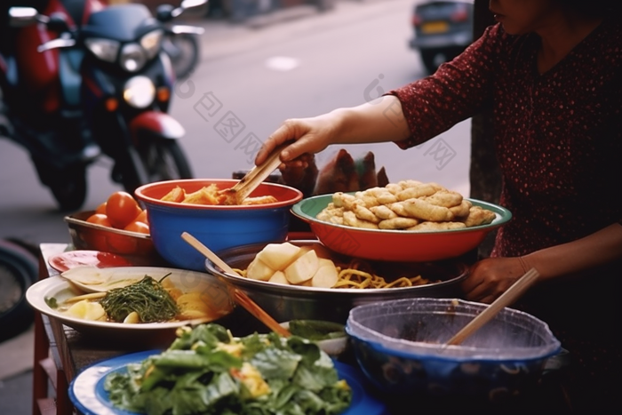 街边早餐摊铺场景