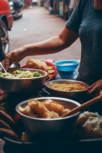 街边早餐摊铺路边