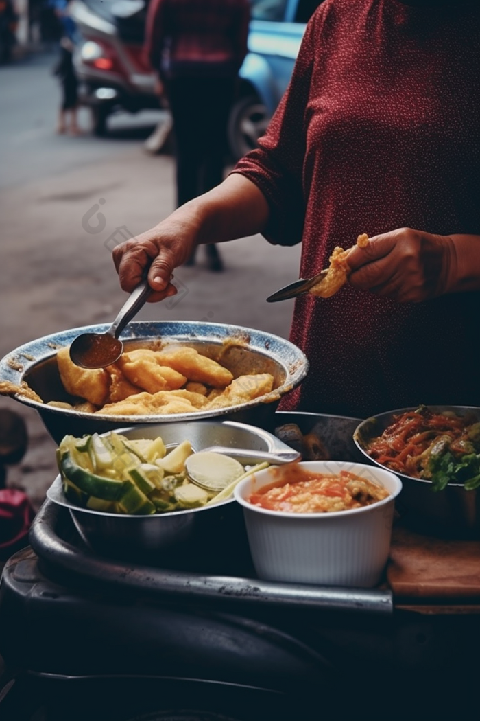 街边早餐摊铺锅