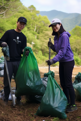 徒步登山捡垃圾活动奉献