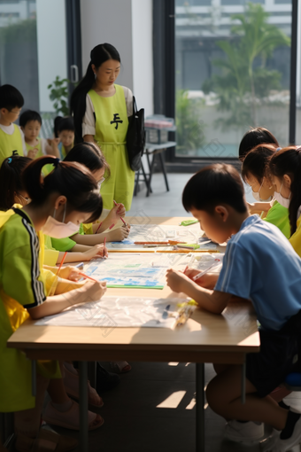 教小学生画画公益活动活动志愿者指导