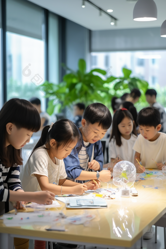 教小学生画画公益活动活动志愿者小朋友