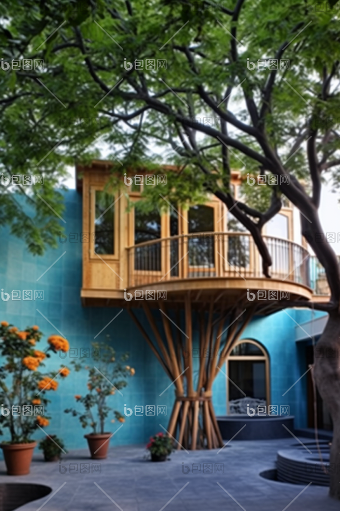 树上小屋屋子上图片-包图网