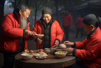 给环卫工送早餐社会志愿活动公益者