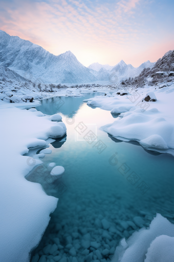 冰雪消融自然风光湖泊奇观