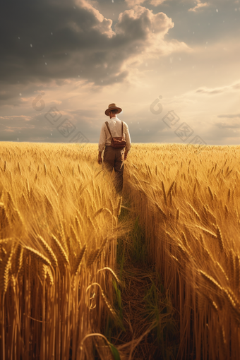 摄影图像角色的长途郊游小麦领域,现实的8k,高清--ar904:13531.