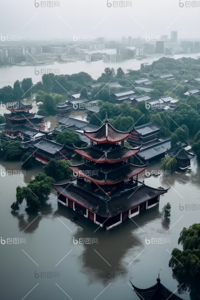 自然灾害洪水天灾水位上涨图片-包图网