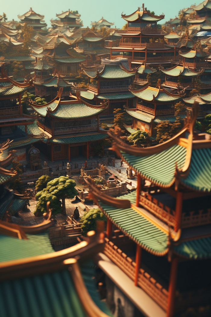 中国风屋檐建筑东方文化历史建筑