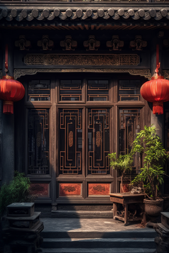 中国风古代建筑窗户摄影图6