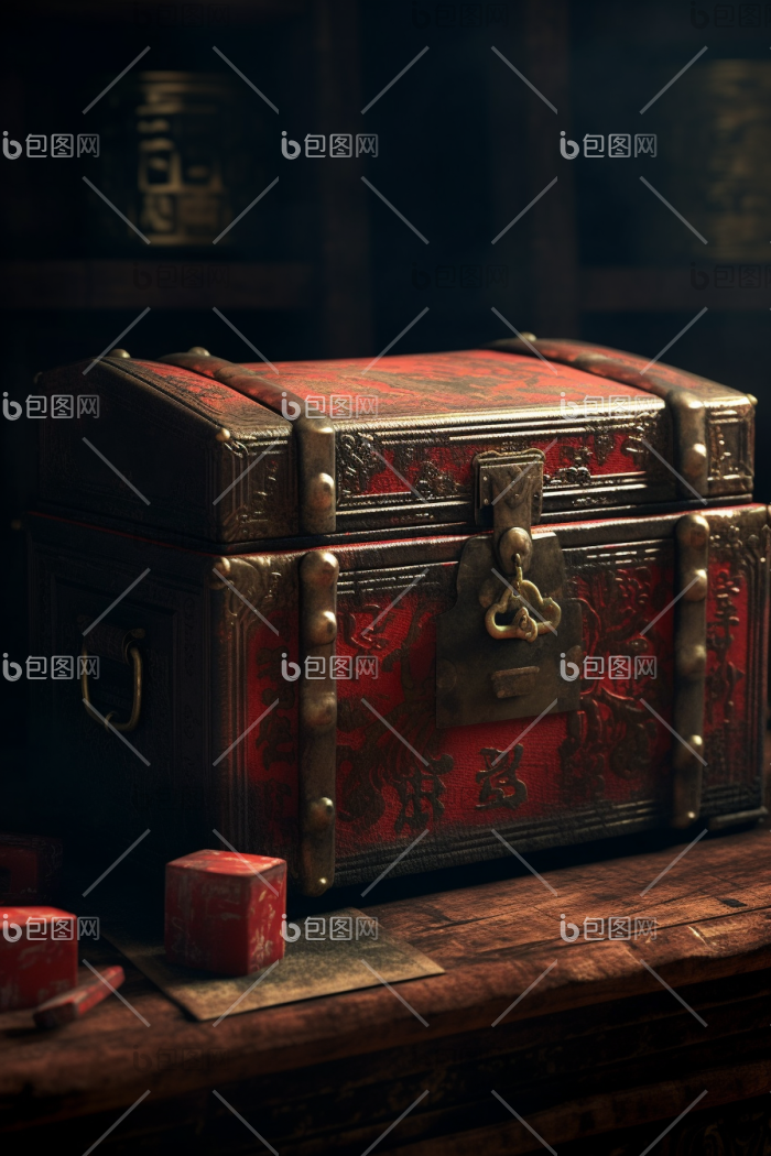 中国古代百宝箱艺术珍品历史文化图片-包图网