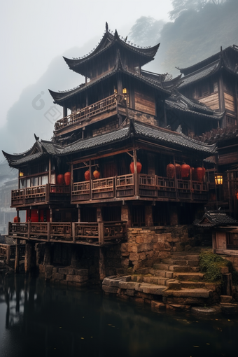 中国风少数民族吊脚楼民族建筑传统建筑