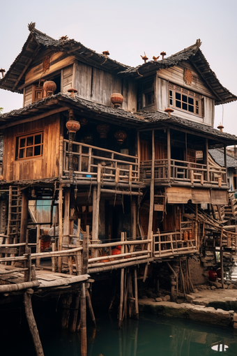 中国风少数民族吊脚楼民族建筑图片