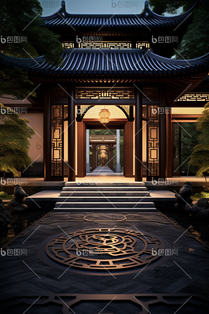 中式建筑大门大门设计建筑风格图片-包图网