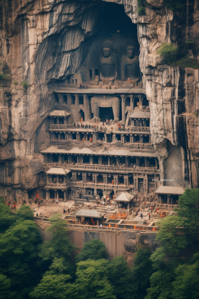 中国古代石窟建筑佛教文化历史遗迹图片-包图网