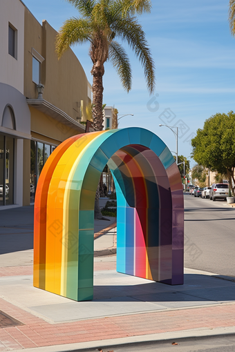 彩虹形状的门装饰门建筑摄影