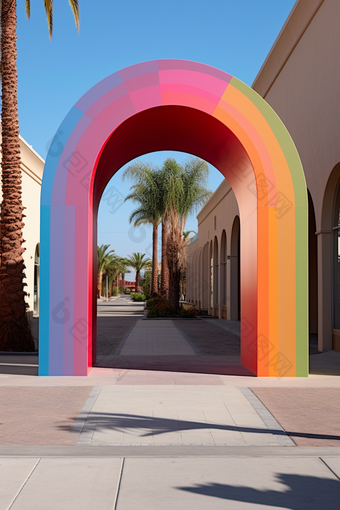 彩虹形状的门装饰门入口设计