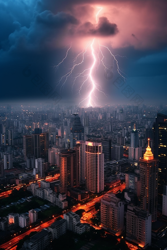 电闪雷鸣乌云下雨天气现象