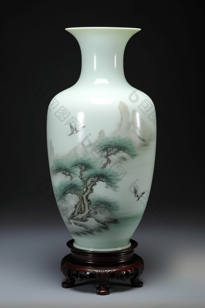 绿色材料陶瓷花瓶摆件