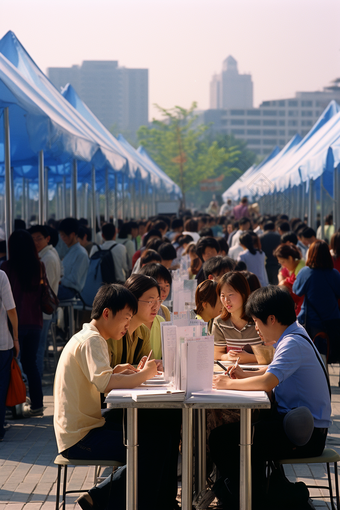 秋季<strong>招聘</strong>会现场展位<strong>求职</strong>彩色简历,